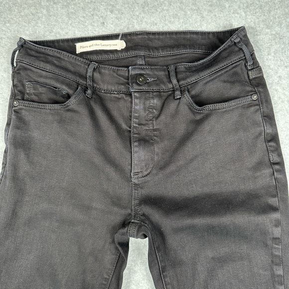Anthropologie Pilcro And The Letterpress Jeans Sz 28 Mid Rise Black Denim Skinny - Picture 3 of 13